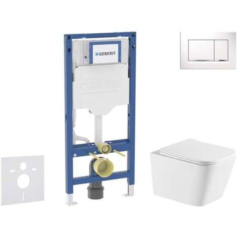 Geberit Duofix - Set Vorwandelement, Arkas I-WC mit Softclose-Sitz und Sigma20-Betätigungsplatte, weiß/Chrom SANI11CA31141