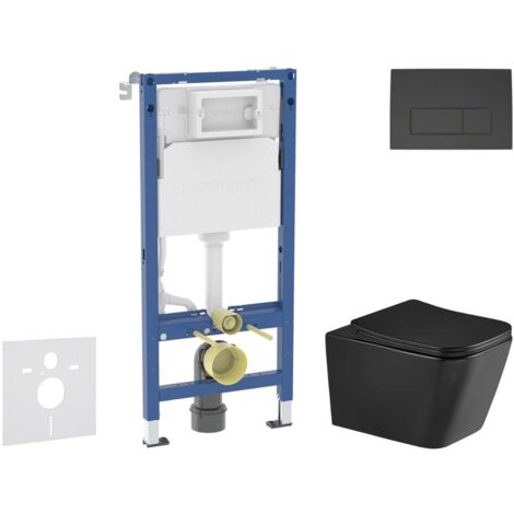 Geberit Duofix - Set Vorwandelement, WC Arkas I mit Softclose-Sitz und Delta50-Betätigungsplatte, schwarz matt SANI11CA5513