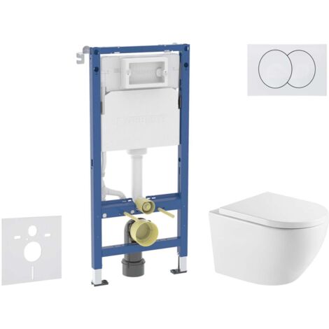 Geberit Duofix - Set Vorwandelement, WC Oudee mit Softclose-Sitz und Delta-Betätigungsplatte, weiß SANI11CA31135