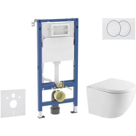 Geberit Duofix - Set Vorwandelement, WC Oudee mit Softclose-Sitz und Delta-Betätigungsplatte, weiß SANI11CA31102