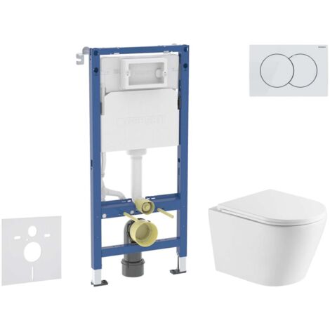 Geberit Duofix - Set Vorwandelement, Nefia-WC mit Softclose-Sitz und Delta01-Betätigungsplatte, Alpinweiß SANI11CA31109