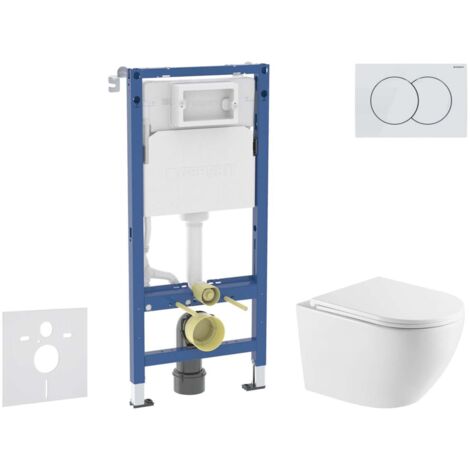 Geberit Duofix - Set Vorwandelement, WC Oudee mit Softclose-Sitz und Delta01-Betätigungsplatte, alpinweiß SANI11CA31120