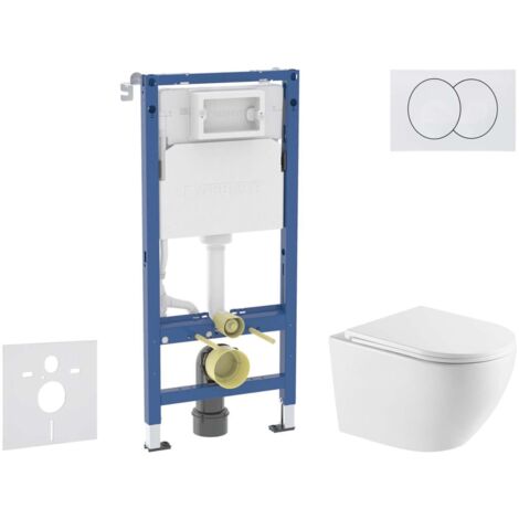 Geberit Duofix - Set Vorwandelement, WC Oudee mit Softclose-Sitz und Delta-Betätigungsplatte, weiß SANI11CA31124