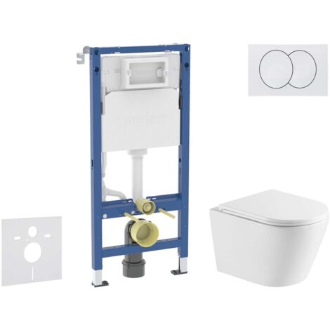 Geberit Duofix - Set Vorwandelement, WC Nefia mit Softclose-Sitz und Delta-Betätigungsplatte, weiß SANI11CA31113