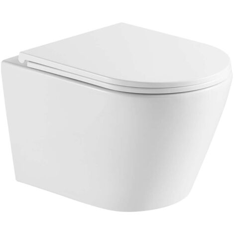 kielle Nefia - Hänge-WC mit Softclose-Sitz, Vortex Rimless+, weiß 30127010-SET1