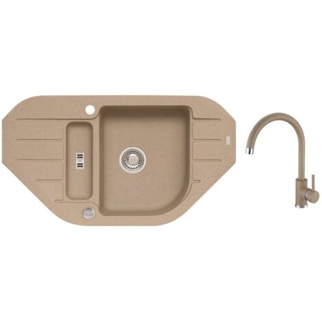 Alveus - Spülbecken-Set Niagara 60 und Armatur Kati, mit Abfallsteuerung, beige SETA25922 (1/2)
