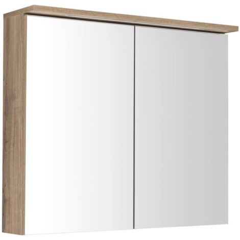 Aqualine KAWA - Spiegelschrank mit LED-Beleuchtung, 80x70x22 cm, Eiche Emporio WGL38S (1/5)