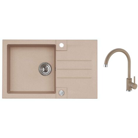 Alveus - Spülbecken-Set Rock 130 und Armatur Kati, mit Abfallsteuerung, beige SETA25889 (1/2)