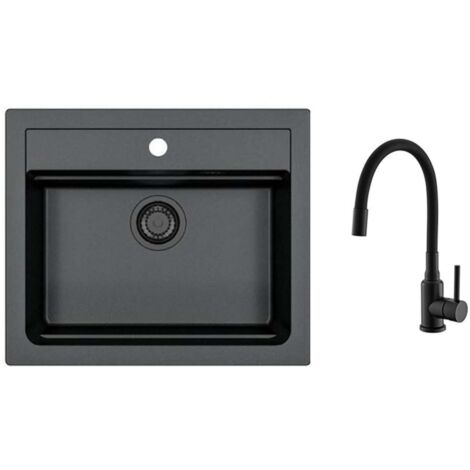 Alveus - Spülenset Atrox 30 und Armatur Mintas, deep black SETA25640 (1/2)