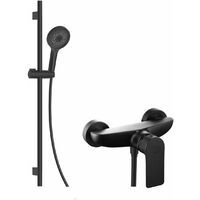 kielle Vega - Duschset mit Wand-Armatur, Duschstange, Brauseschlauch und Kopfbrause, schwarz matt 20618SN14