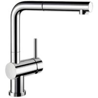 Blanco Linus S-F - Küchenarmatur, mit ausziehbarem Anschluss, aufklappbar, für Unterfenstermontage, Messig 514023