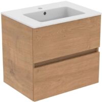 Ideal Standard Eurovit - Waschtisch mit Unterschrank, 55x60x44 cm, 2 Auszüge, Eiche natur R0572Y8