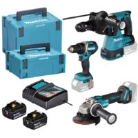 Makita Kombo-Kit LXT DDF484 • DGA504 • DHR243 • Ladegerät • 2 x 5,0 Ah Akku • Koffer
