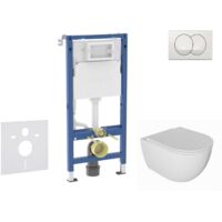 Geberit Duofix - Set Vorwandelement, WC Oudee mit Softclose-Sitz und Delta-Betätigungsplatte, weiß SANI11CA3136B