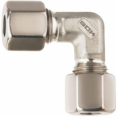 Raccord gaz coudé 770800 8 mm x 8 mm – Acier résistant à la corrosion – Connexion bicone pour espaces restreints – Étanchéité optimale – GOK