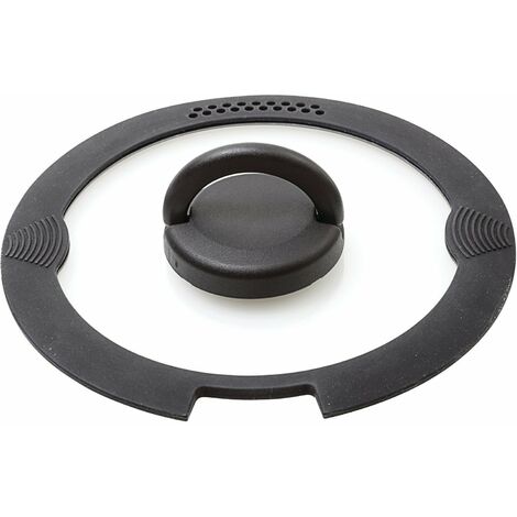 Couvercle en verre avec bords en silicone pour casseroles et poêles 20 cm – Ouverture pour passoire intégrée – Économie d'énergie – Brunner (1/5)