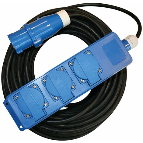 Rallonge multiprise 20 m 3 prises – Tension 220V – Fils 3 x 1,5 mm² – Pour espaces variés intérieurs et extérieurs (1/2)