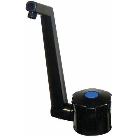 Robinet rabattable ABS noir – Hauteur 170 mm – Déport 140 mm – Fixation 20 mm – Raccord tétine 10/12 mm