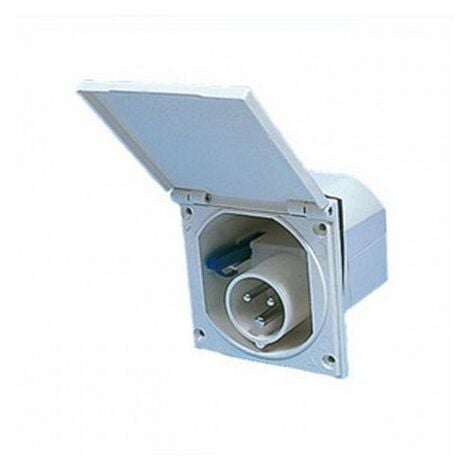 Socle mâle encastrable CEE 17 pour raccordement 220 Volts 16 Ampères