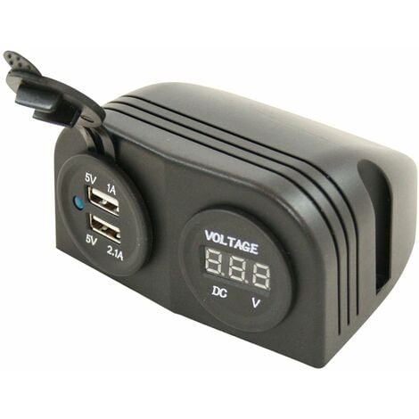 Socle 2 prises USB + voltmètre HABA Pose - En saillie