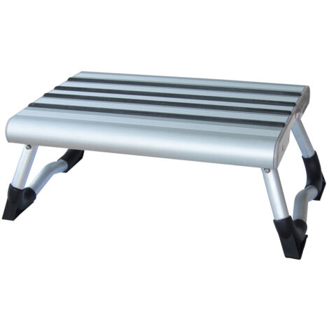 Optima – Marchepied pliant aluminium 150 kg – Surface antidérapante – Hauteur de marche 204 mm – Compact et léger 3,9 kg – Système de blocage
