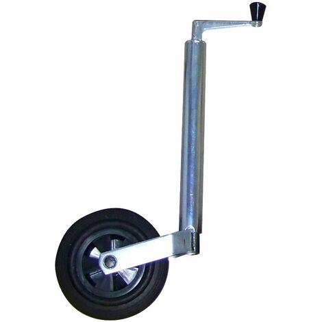 Roue jockey télescopique pour caravane et remorque – Diamètre fût 42 mm – Roulette 200 mm – Charge maximale 150 kg