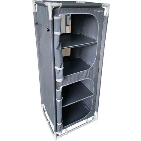 Midland – Meuble de rangement pliable 4 étagères – Structure aluminium légère – Toile polyester 600D anti-humidité – Dimensions 59 x 48 x 140 cm