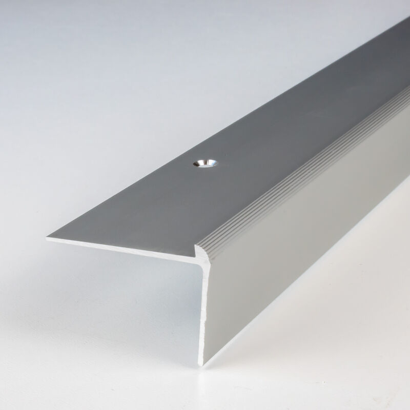 PROVISTON Treppenkante Aluminium eloxiert Silber Breite 37 mm Höhe 24 mm  Länge 1000 mm Gebohrt Treppenkantenprofil Treppenwinkel Winkelprofil  Kombiwinkel 1 Stück