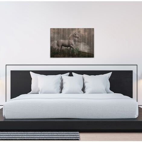 Wanddeko cm Grau Leinwandbild Tiere 90 - Wohnzimmerdeko - Wandbild Keilrahmen Wandgemälde 60 Einhorn Beige x