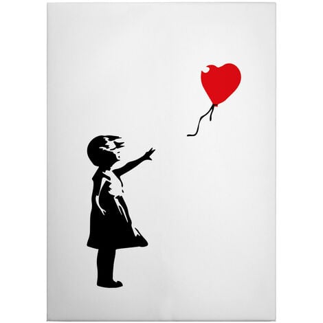 Leinwandbild Kunst 70 x 50 cm - Wandbild Schwarz Rot - Keilrahmen Herz  Mädchen Wohnzimmerdeko Wanddeko Wandgemälde