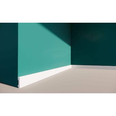 PROVISTON Sockelleiste 16 x 60 x 2000 mm Moderne Fußleiste eckiges Profil Hochwertige Fußleiste Kunststoff Weiß Wasserfest, Robust und Langlebig