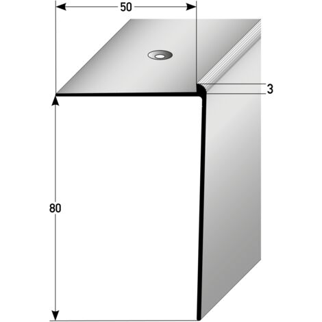 PROVISTON Treppenkante 80 x 50 x 1000 mm Treppenkantenprofil Treppenwinkel Winkelprofil Kombiwinkel Aluminium eloxiert Spezialemailliert Silber Gebohrt