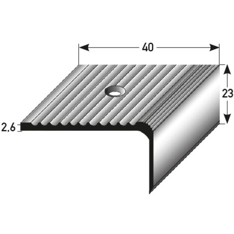 PROVISTON Treppenkante 23 x 40 x 2000 mm Treppenkantenprofil Treppenwinkel Winkelprofil Kombiwinkel Aluminium eloxiert Spezialemailliert Silbermetallic