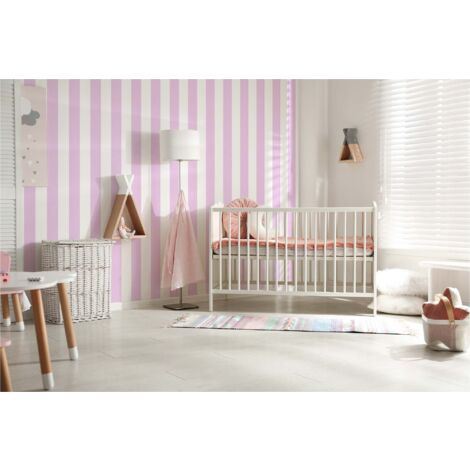 TADESSI Tapete Kinderzimmer M1-No.767 Vliestapete Rosa Weiß Streifentapete Jungenzimmer Mädchenzimmer