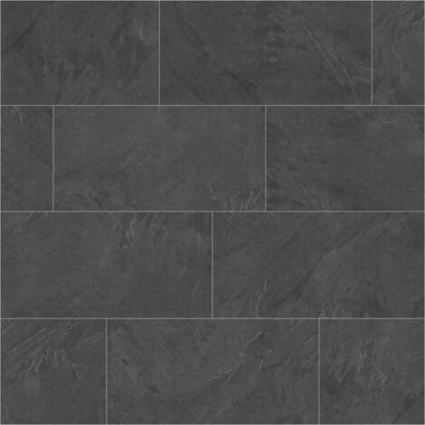 FLOORNOVO Neuheit Klickfliese ohne Verkleben 600 x 294 x 9 mm die erste Fliese zum Klicken Kalkstein Schieferoptik Supermatt Grau Bodenbelag Fliesenformat