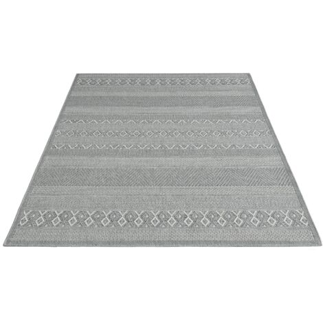 FLOORNOVO In- & Outdoor Teppich Beige gemustert - 280 x 200 cm - Flachgewebe für Garten Balkon Terrasse und Innenbereich - Robust & Pflegeleicht - vielseitig einsetzbar im Innen- und Außenbereich