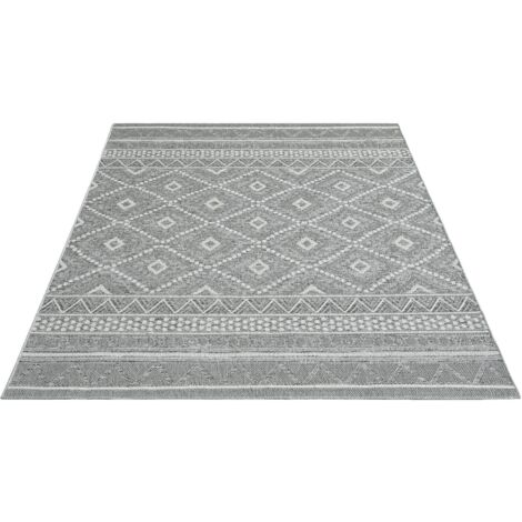 FLOORNOVO In- & Outdoor Teppich Grau gemustert - 280 x 200 cm - Flachgewebe für Garten Balkon Terrasse und Innenbereich - Robust & Pflegeleicht - vielseitig einsetzbar im Innen- und Außenbereich