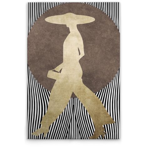 Leinwandbild Retro Frau Gold M1-No.50739 - Kunstdruck auf Leinwand in Braun Schwarz - Wandbild 50 x 75 cm