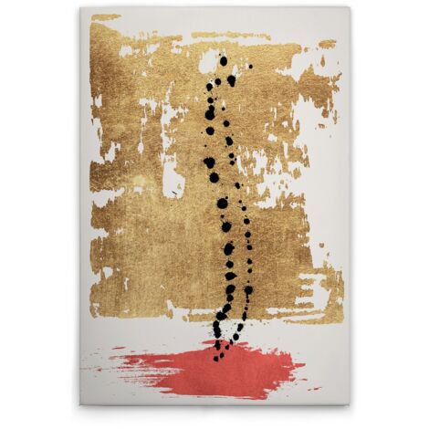 Leinwandbild Abstrakt Gold Schwarz M1-No.50726 - Kunstdruck auf Leinwand in Gold Creme - Wandbild 80 x 120 cm