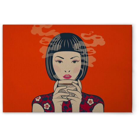 Leinwandbild Asiatisch M1-No.51002 - Kunstdruck auf Leinwand in Orange Rot - Wandbild 60 x 40 cm