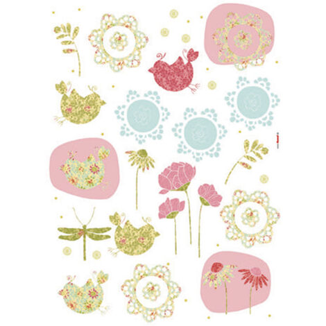 Komar Wandaufkleber - Patchwork - 70 x 50 cm - selbstklebender Wandsticker - für Kinderzimmer (1/2)