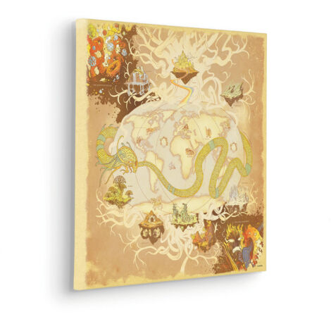 Komar Canvasbild Marvel World Map - 40 x 40 cm - Bild auf Keilrahmen - Vintage und Retro (1/2)
