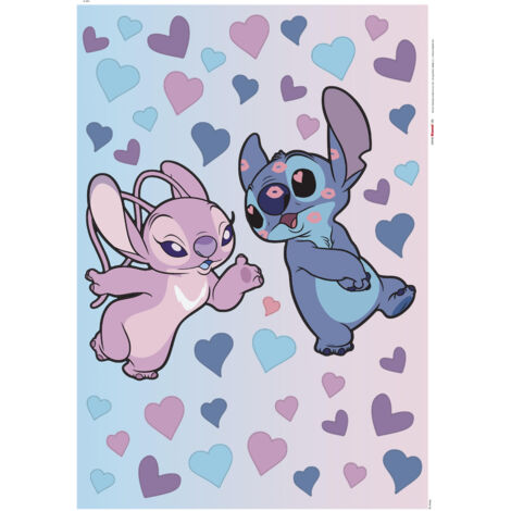 Komar Wandaufkleber - Disney Stitch in Love - 70 x 50 cm - selbstklebender Wandsticker (1/3)