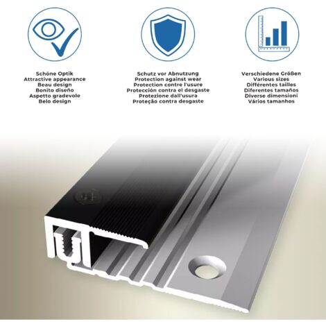 PROVISTON Abschlussprofil Parkettausgleich Breite: 21 mm Höhenausgleich: 17 - 22 mm Länge: 1000 mm Aluminiumprofil Edelstahloptik 1 Stück