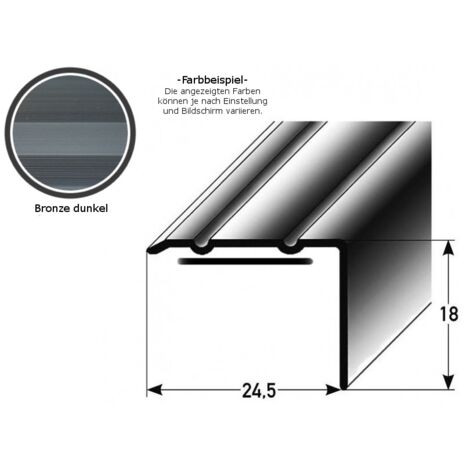 PROVISTON  Winkelprofil  Aluminium eloxiert  Silber  Breite 24.5 mm  Höhe 10 mm  Länge 1000 mm  Selbstklebend  Treppenkantenprofil  Treppenwinkel  Treppenkante  Kombiwinkel  1 Stück