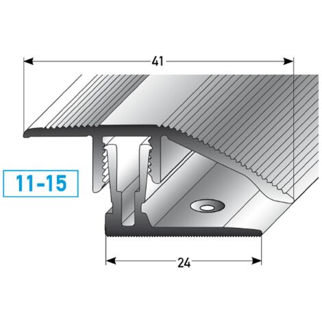 PROVISTON Übergangs- & Ausgleichsprofil Aluminium 41 x 11 - 15 x 1000 mm Edelstahloptik Bodenprofil Metallprofil Übergangsschiene