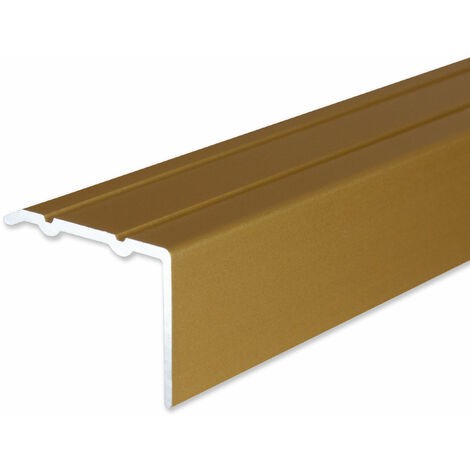 PROVISTON Winkelprofil Aluminium eloxiert Goldfarbig Breite 24.5 mm Höhe 18 mm Länge 1000 mm Selbstklebend Treppenkantenprofil Treppenwinkel Treppenkante Kombiwinkel 1 Stück