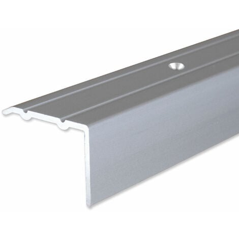 PROVISTON Treppenkante Aluminium eloxiert Silber Breite 37 mm Höhe 24 mm  Länge 1000 mm Gebohrt Treppenkantenprofil Treppenwinkel Winkelprofil  Kombiwinkel 1 Stück