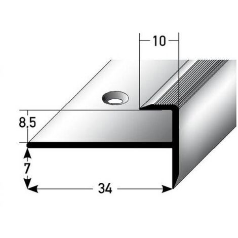 PROVISTON Einfassprofil 34 x 15.5 x 1000 mm Aluminium eloxiert Abschlussprofil Silber Geriffelt Gebohrt
