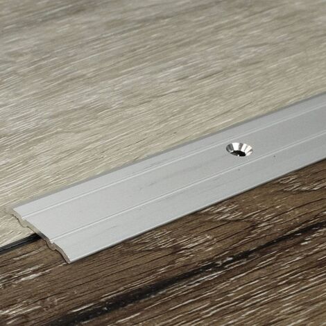 PROVISTON Übergangsprofil Aluminium eloxiert Silber Breite 24.5 mm Höhe 1.25 mm Länge 1000 mm Gebohrt Übergangsschiene Übergangsleiste Bodenprofil Abdeckleiste 1 Stück (1/2)